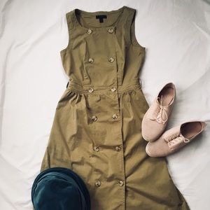 J. CREW Double Breasted Khaki Sleeveless Dress